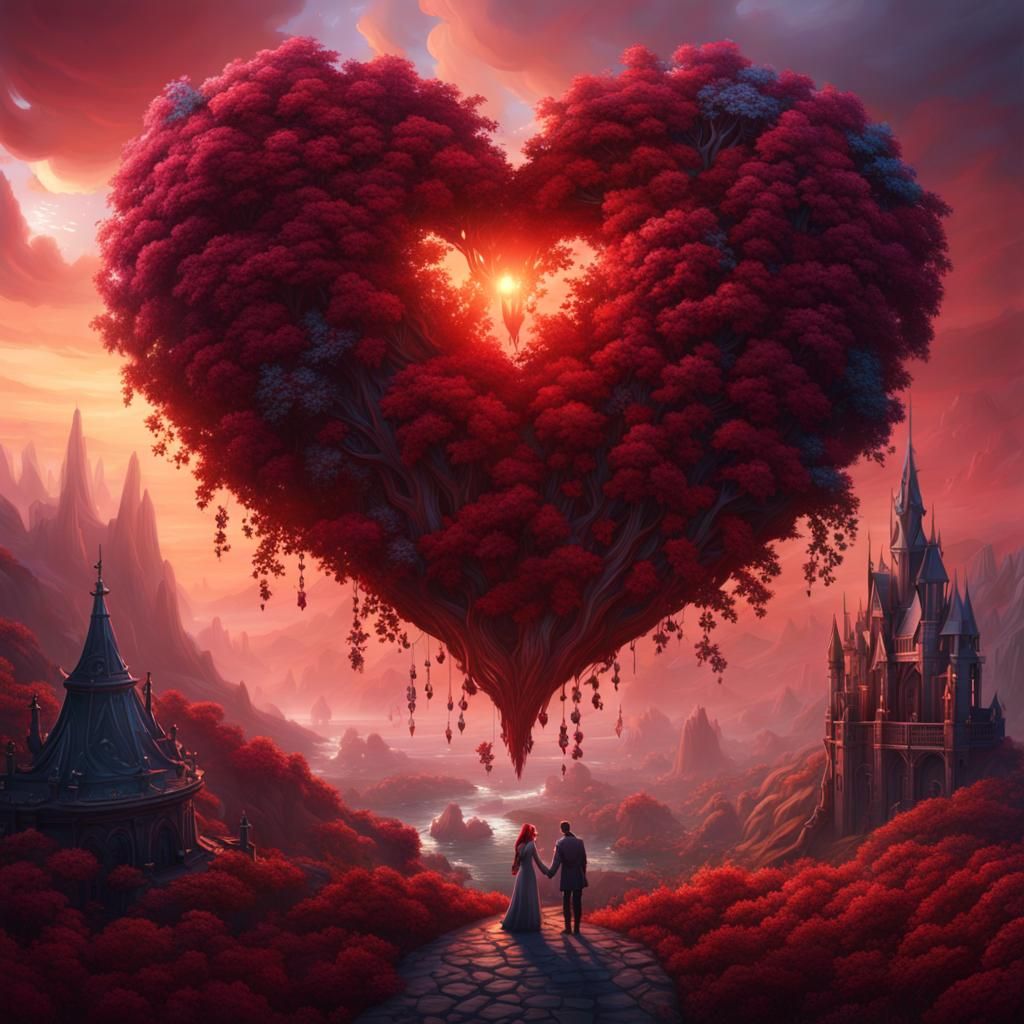Fantastical Heart in Detailed Matte Painting