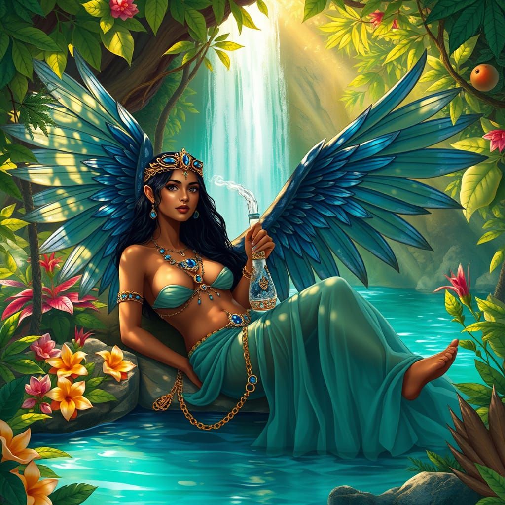 Ethereal Queen of Heaven and Earth in Tropical Grotto