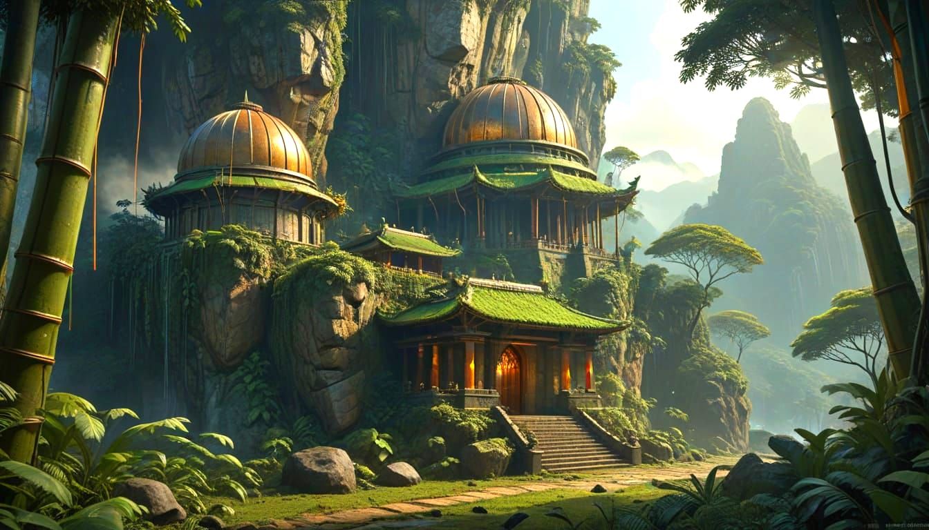 Filipino Polynesian Fortress in Lush Jungle