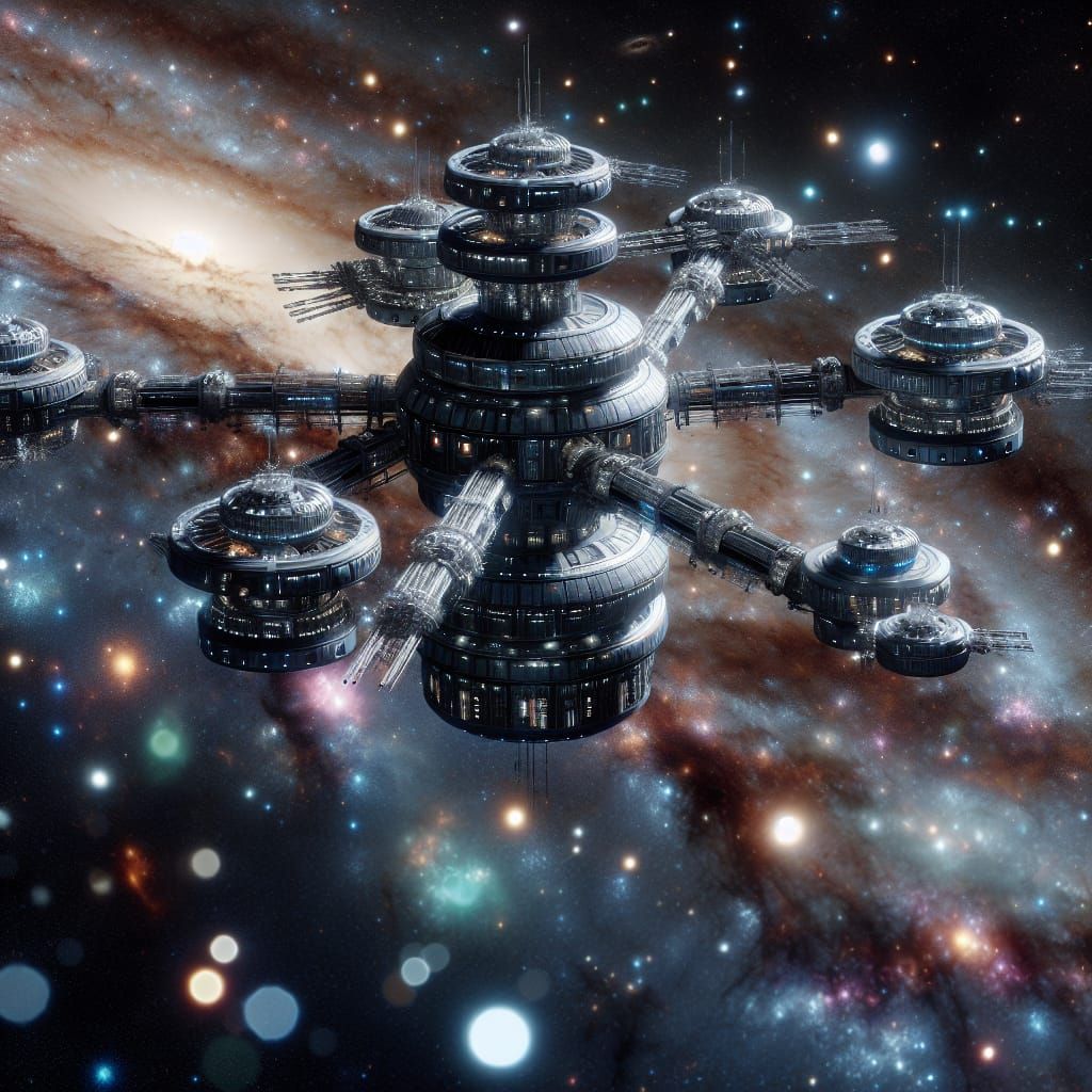 Futuristic Space Station Amidst Galactic Wonders