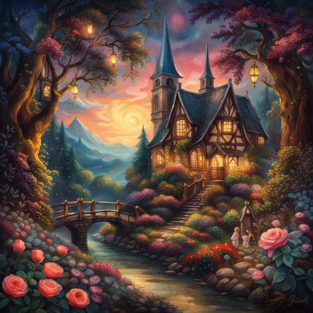 Enchanted Forest at Night: A Hyperrealistic Oil Painting