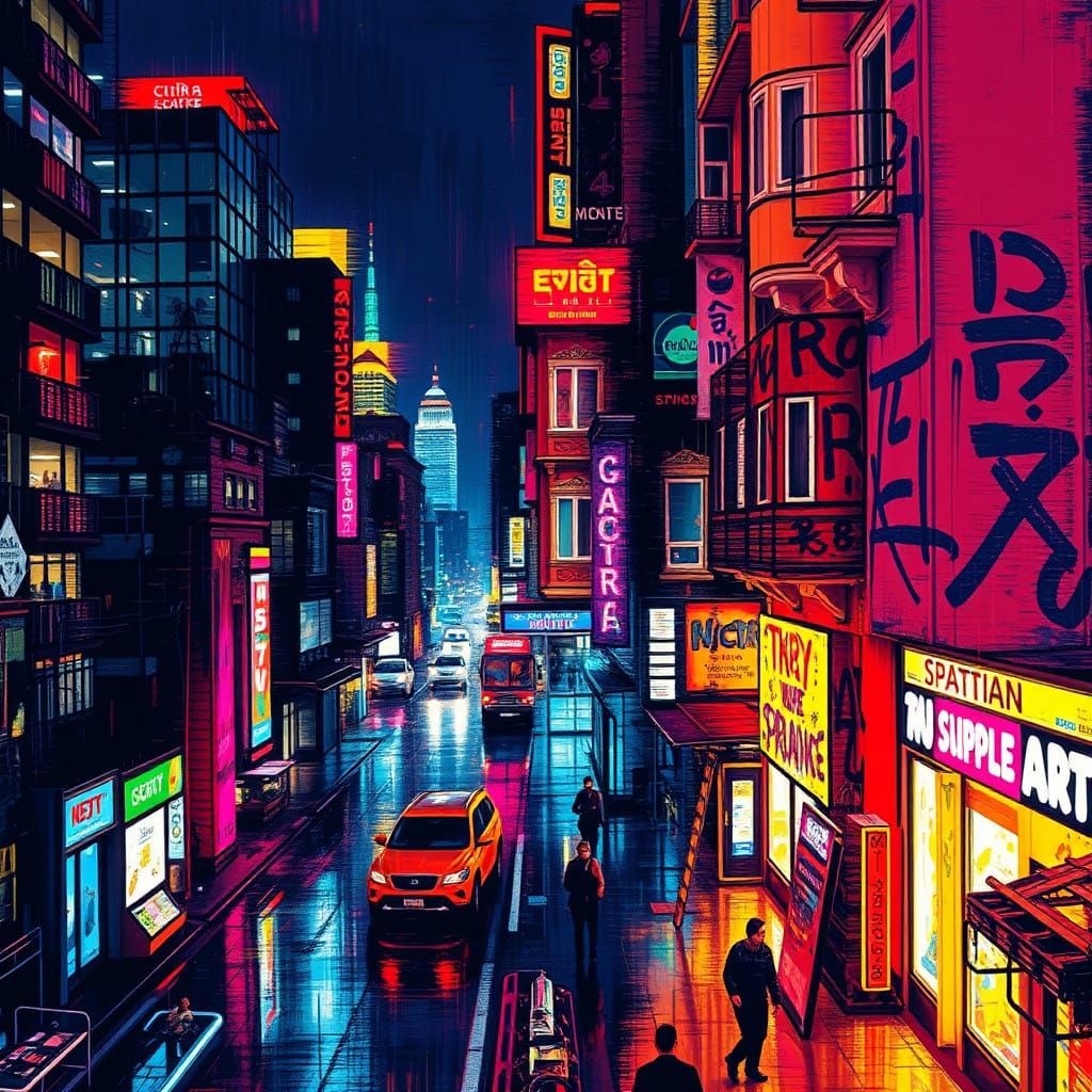 Cyberpunk Cityscape After Dark