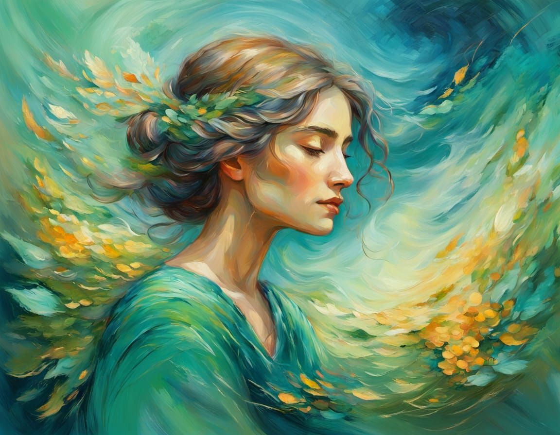 Gaia Embracing Earth in Impressionist Style