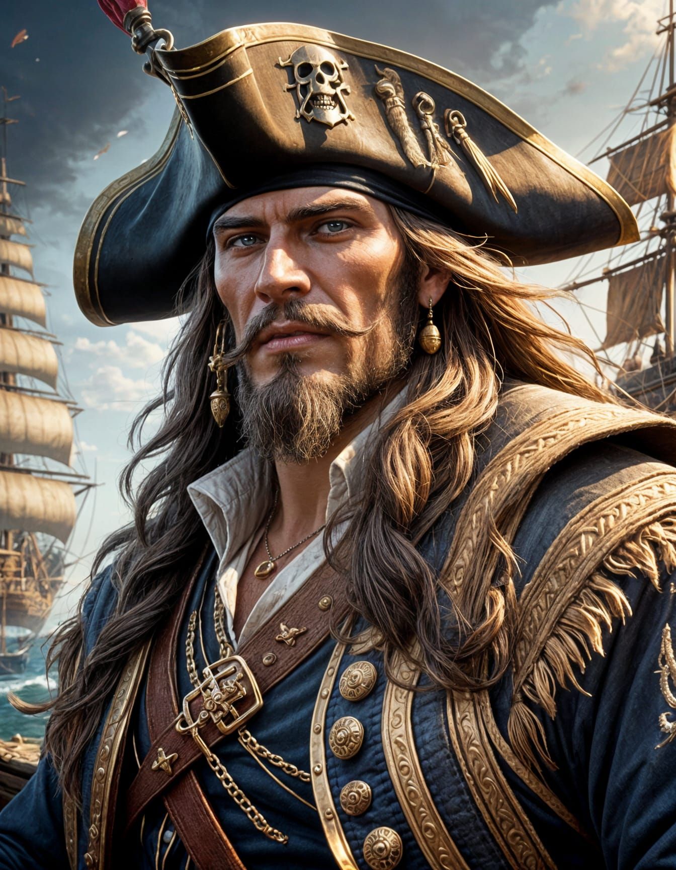 Handsome Pirate Fantasy Character in High Detail