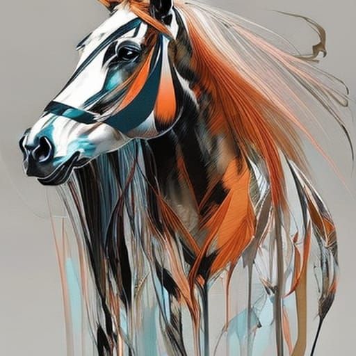Beautiful Horse Digital Painting with Swirling Colors