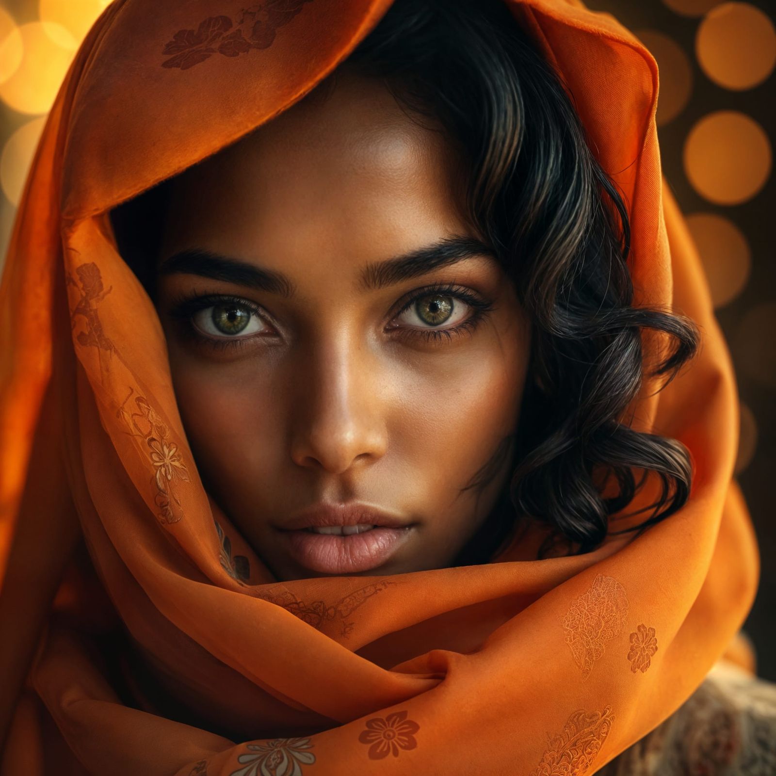 Ethereal Portrait of a Young Woman in Warm, Rich Colors