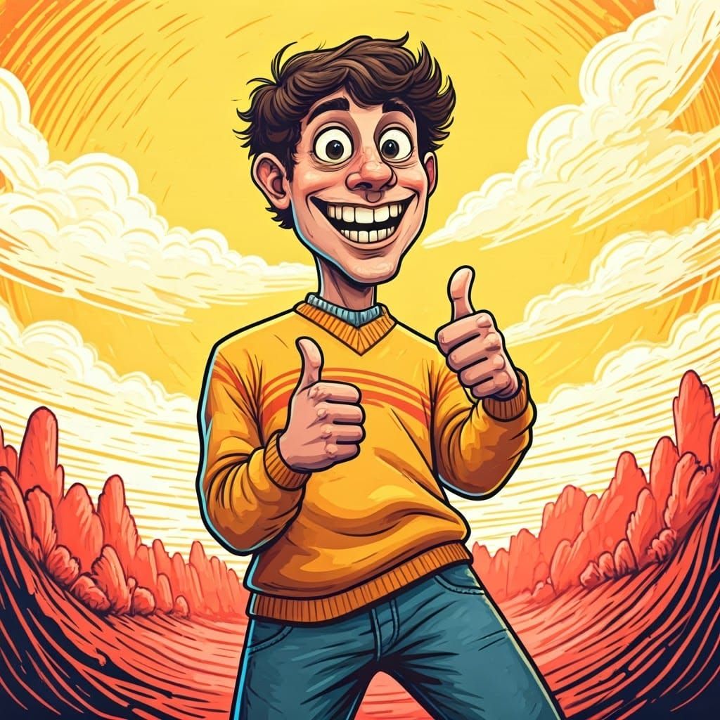 Whimsical Young Adult Exudes Joyful Confidence in Bright Yel...