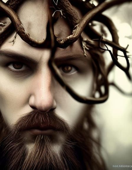 Hyperrealistic Cernunnos Portrait with Dramatic Lighting