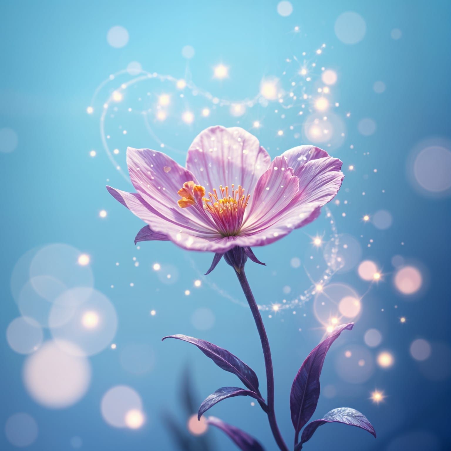 Whimsical Floral Scene in Dreamy Digital Art Style