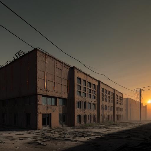 Post-Apocalyptic Industrial Decay in Dystopian Landscape