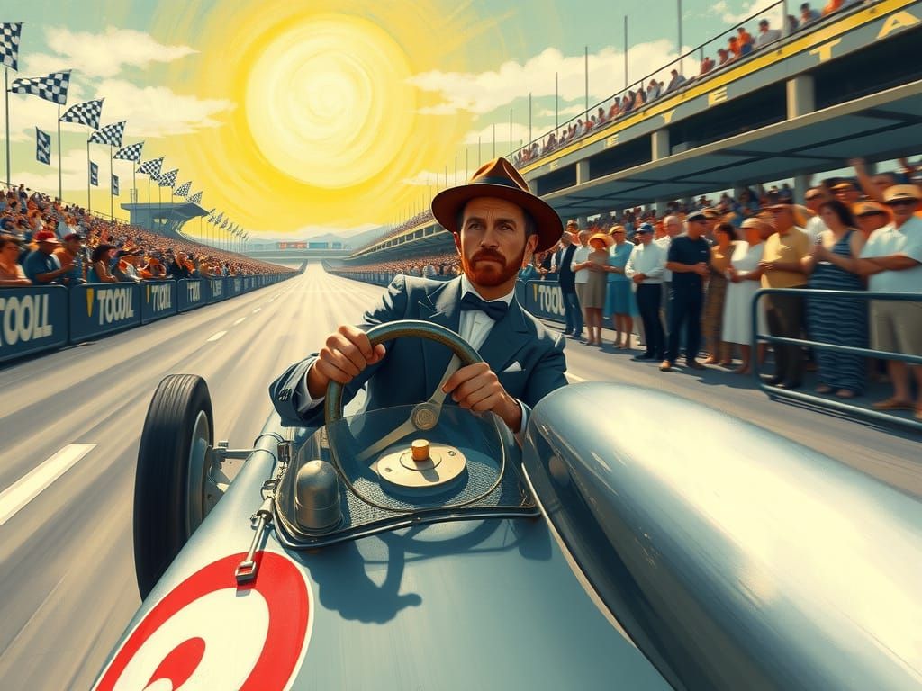 Futuristic Racing Car Driver in the Style of Van Gogh