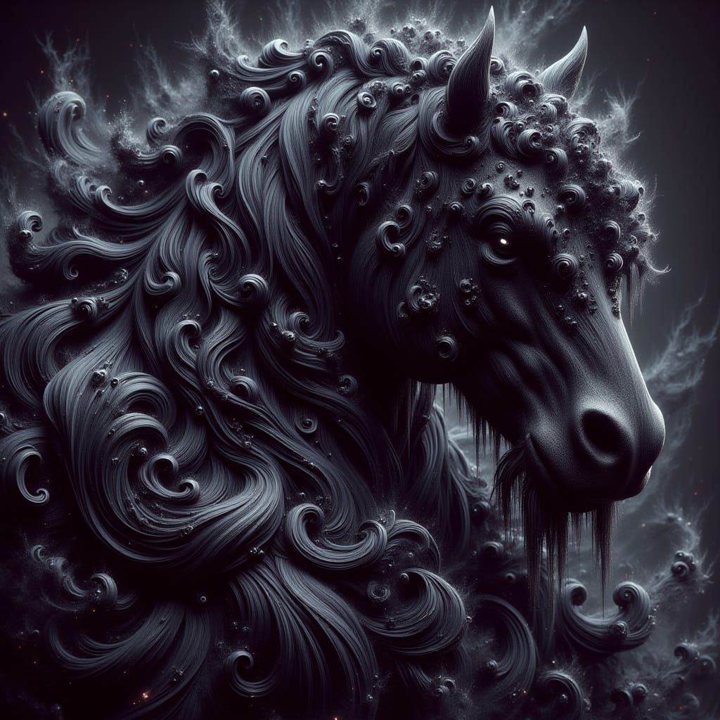 Hyperrealistic Burgundy Unicorn with Viking Braids