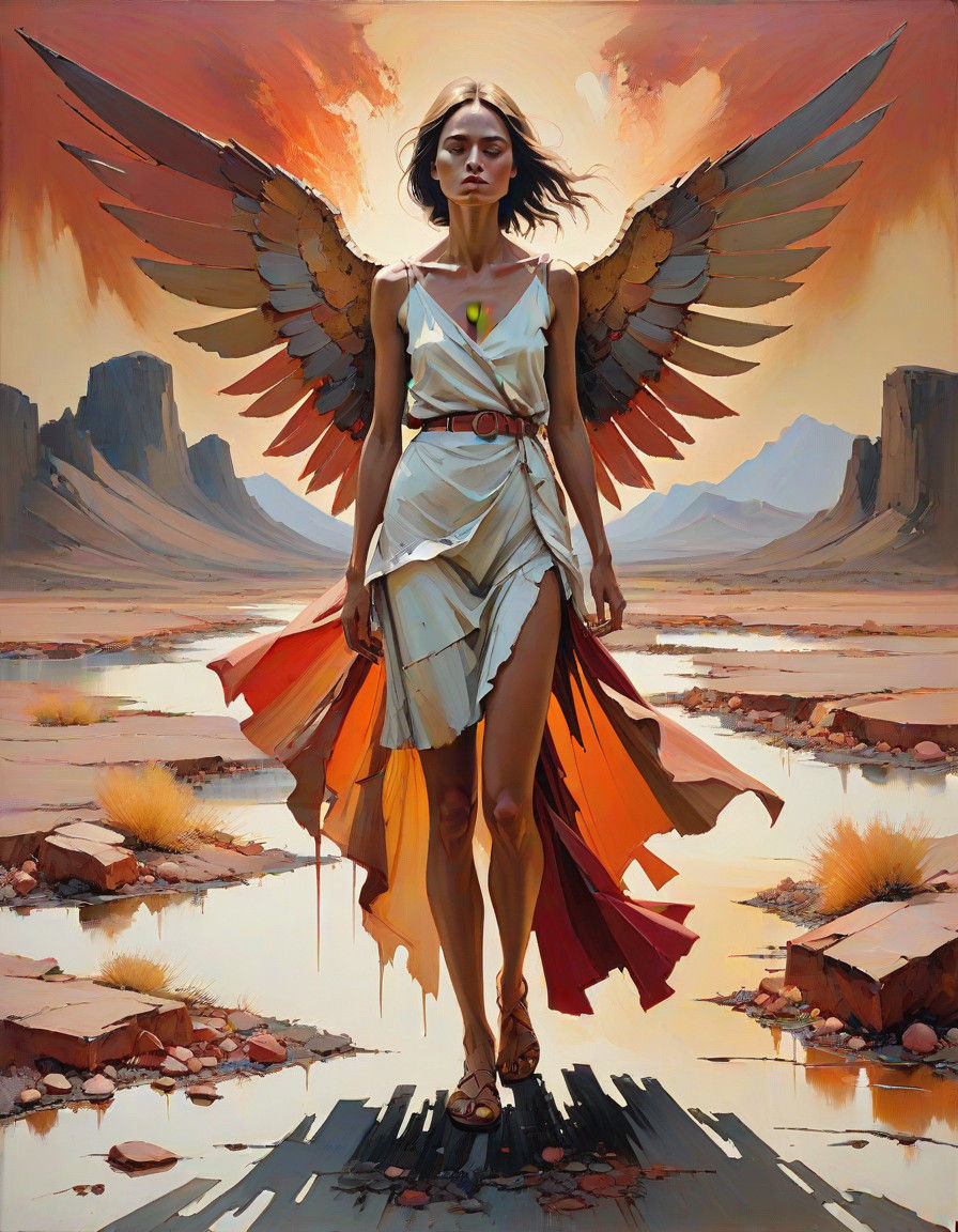 Mystical Woman Emerges from a Desolate Landscape