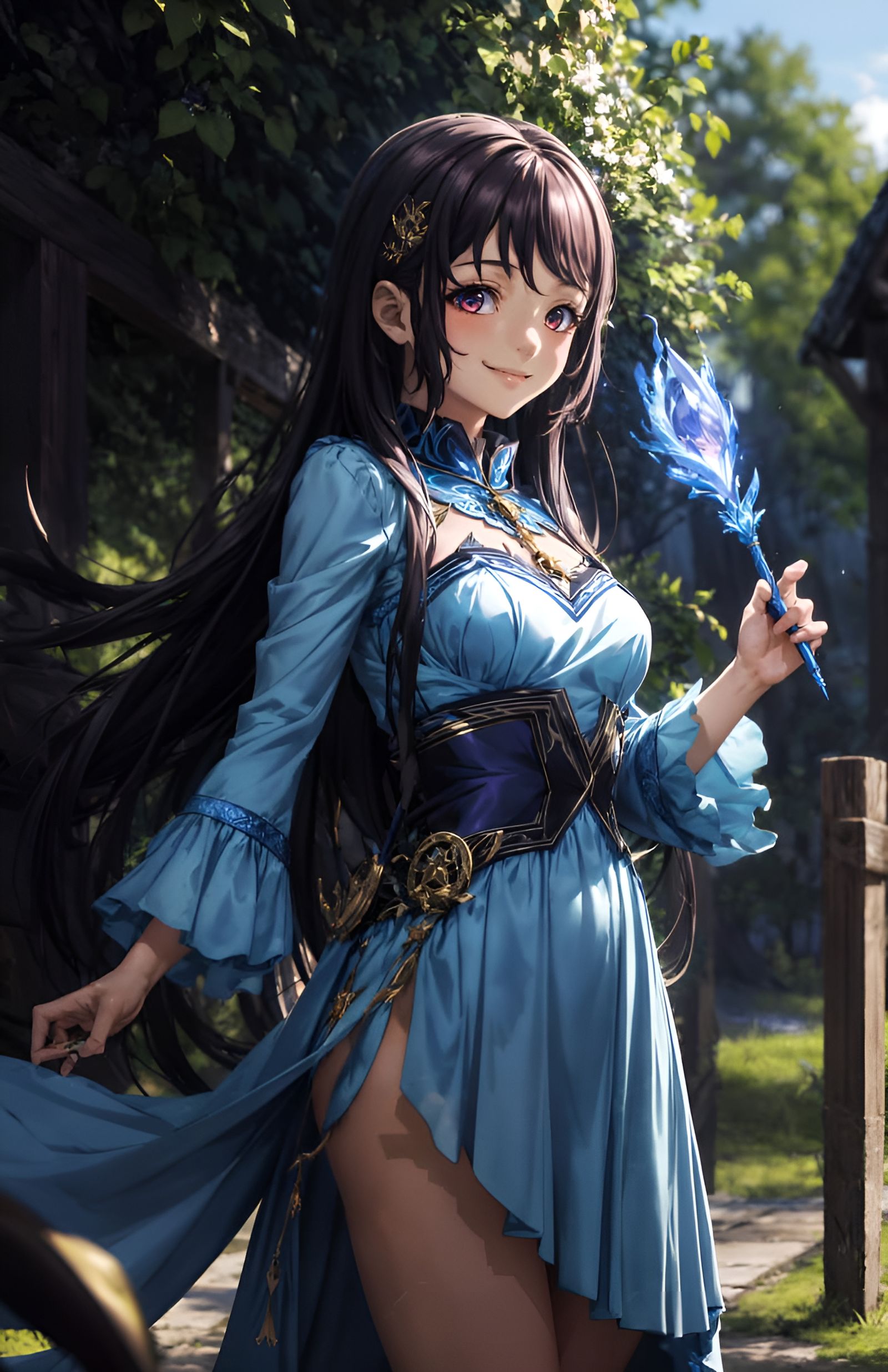 Wind Elemental Mage in Forest Fantasy Setting