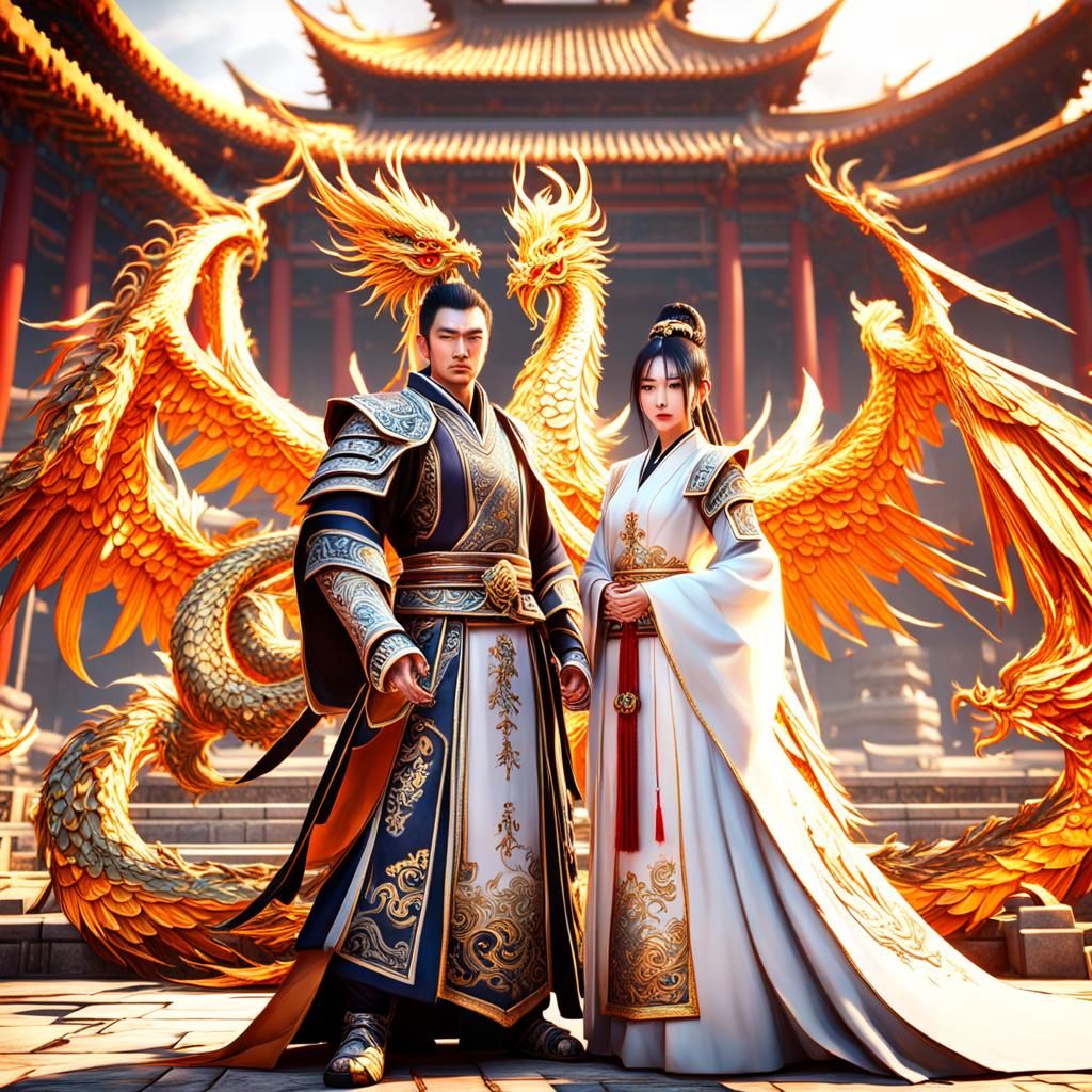 Romantic Chinese Couple in Fantasy Palace