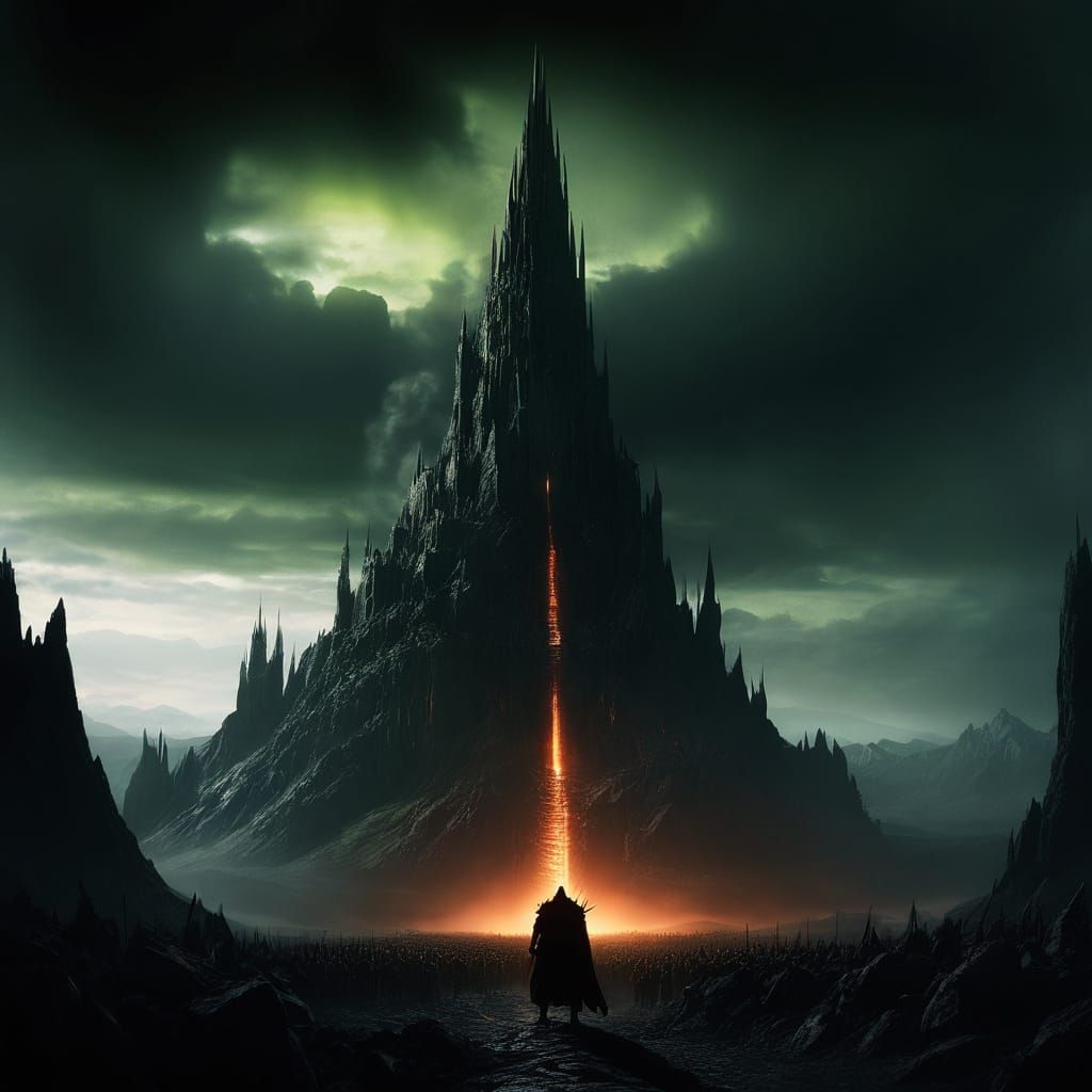 Dark Fantasy Landscape with Ominous Tower