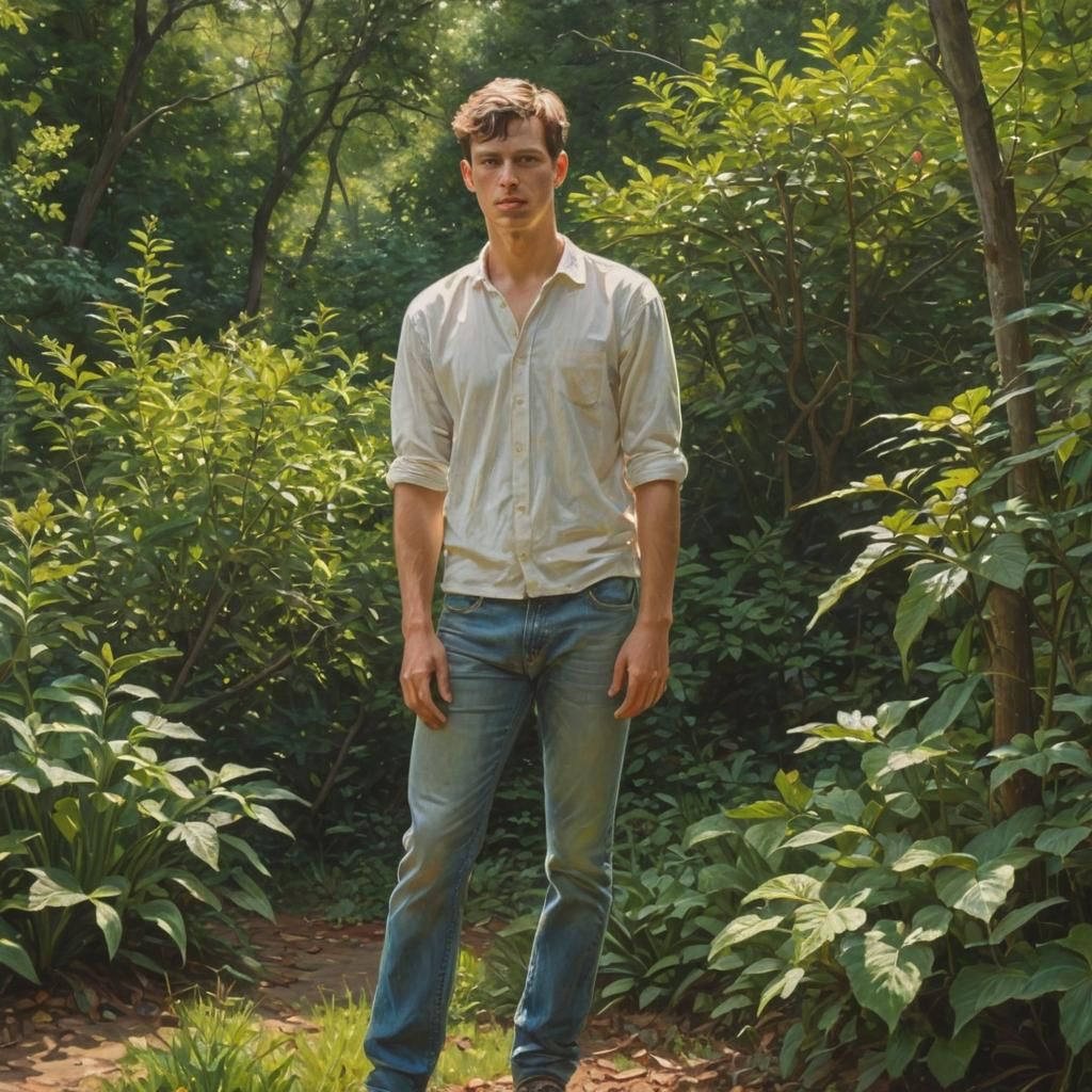 Young Man in a Serene Landscape