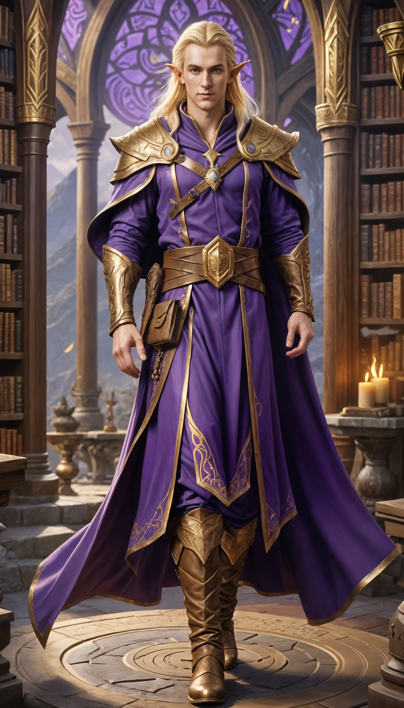 High-Elf Mage in Ancient Elven Library