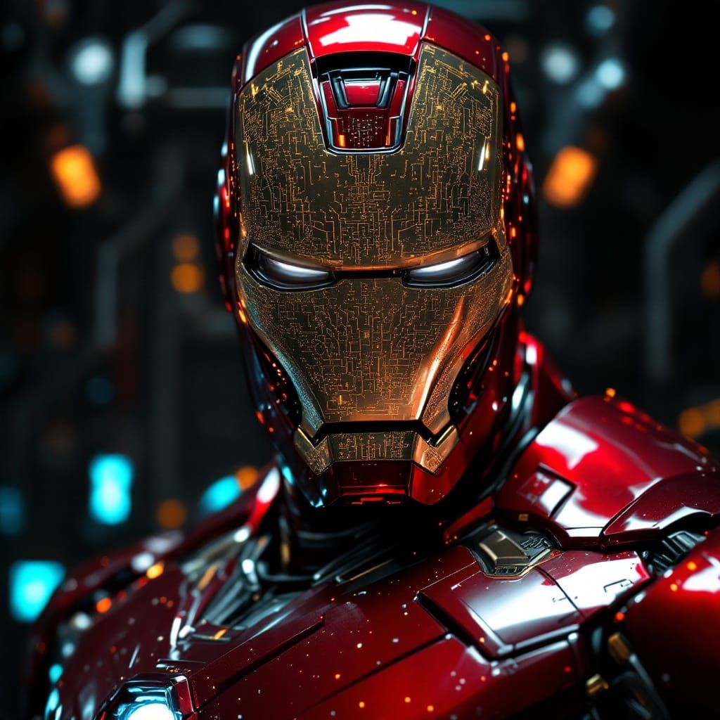 Gleaming Ironman Armor in Hyper-Realistic Detail