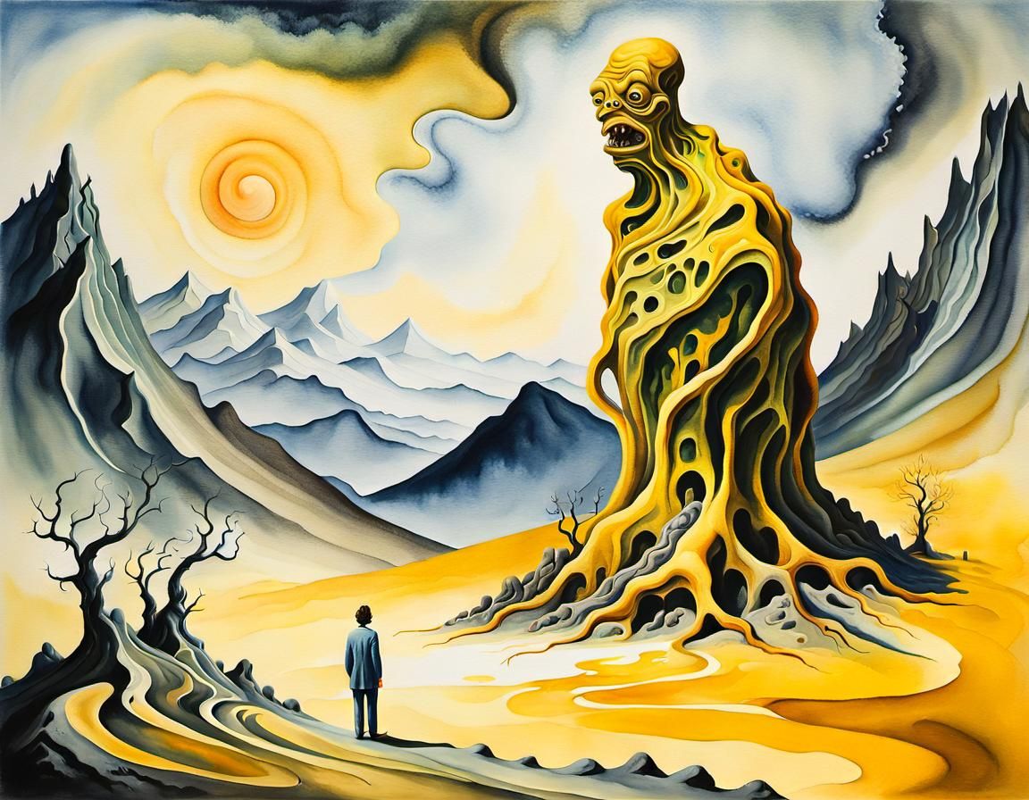 Grotesque Mucus Monster on Nightmarish Mountain, Surrealism