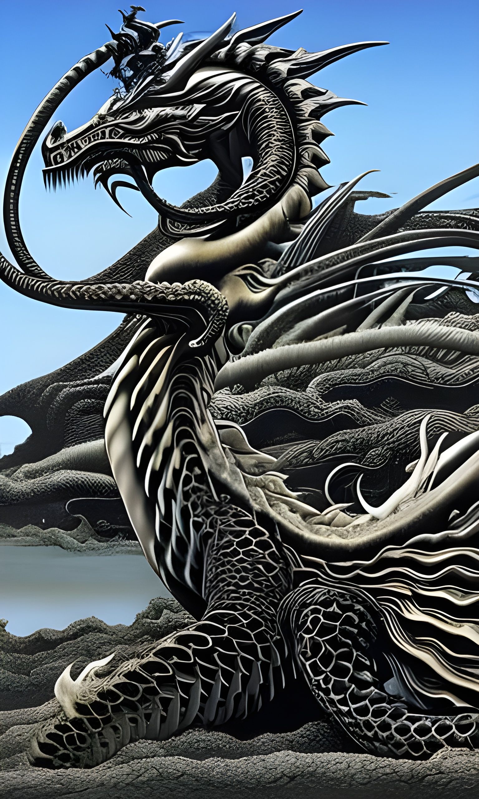 Chinese Dragon H.R. Giger Pablo Picasso Wadim Kashin Tim Burton Chinese Dragon Unreal Engine Ukiyo-e H.R...