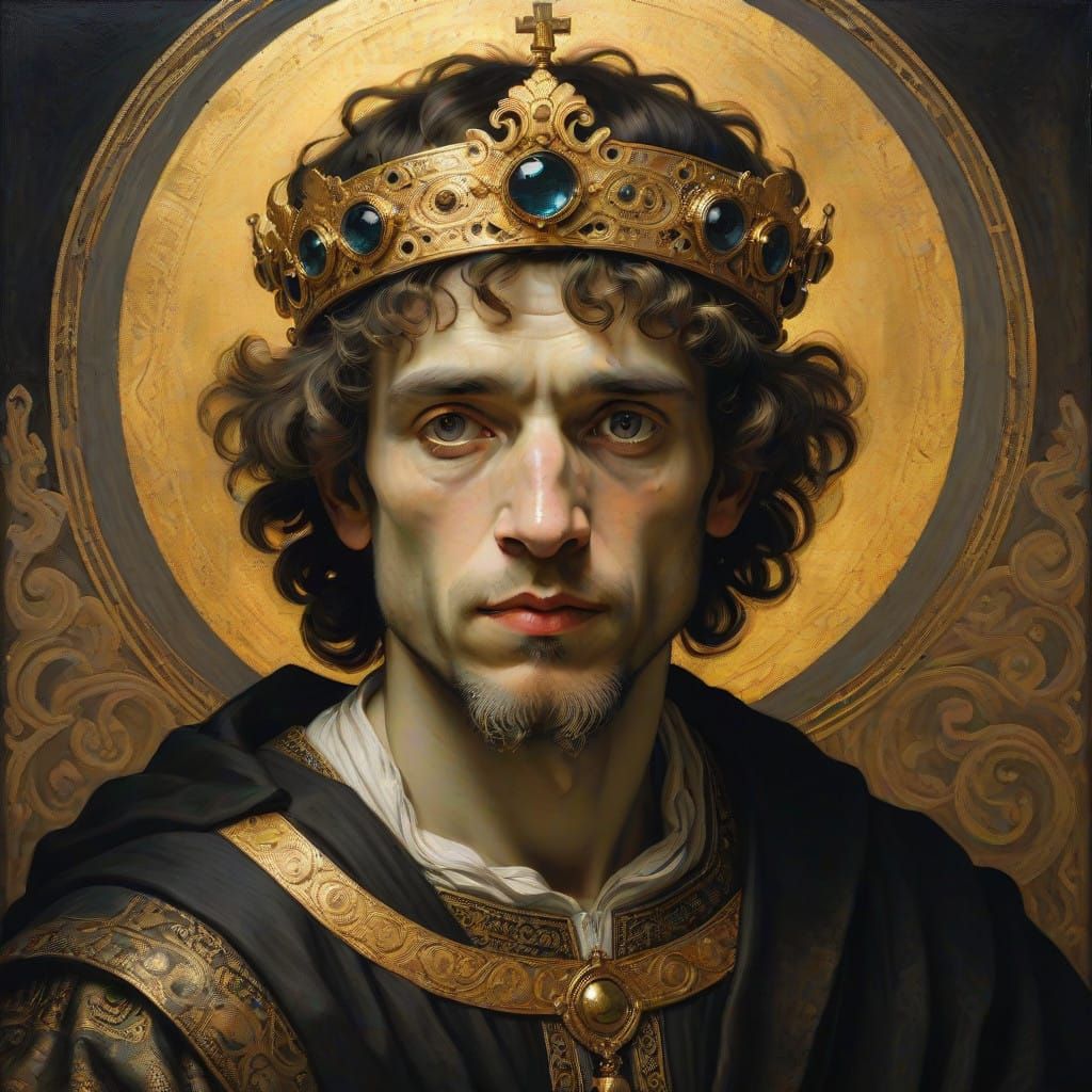 Golden Crown of Regal Splendor in Classical Portrait Style