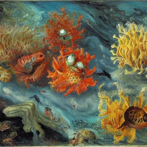 Mousefish Nibbling Cheese Corals in Classic Style