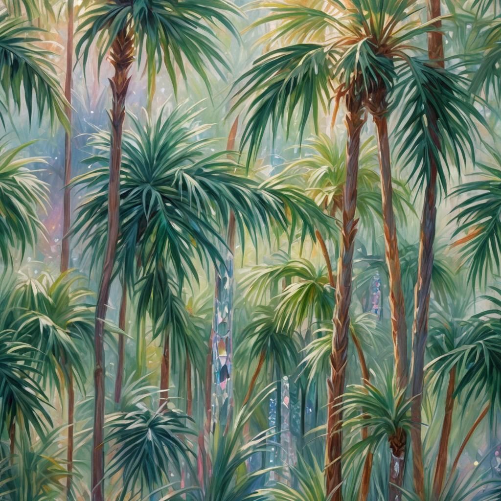 Palm Trees in Crystal: Impressionist Macro Photography
