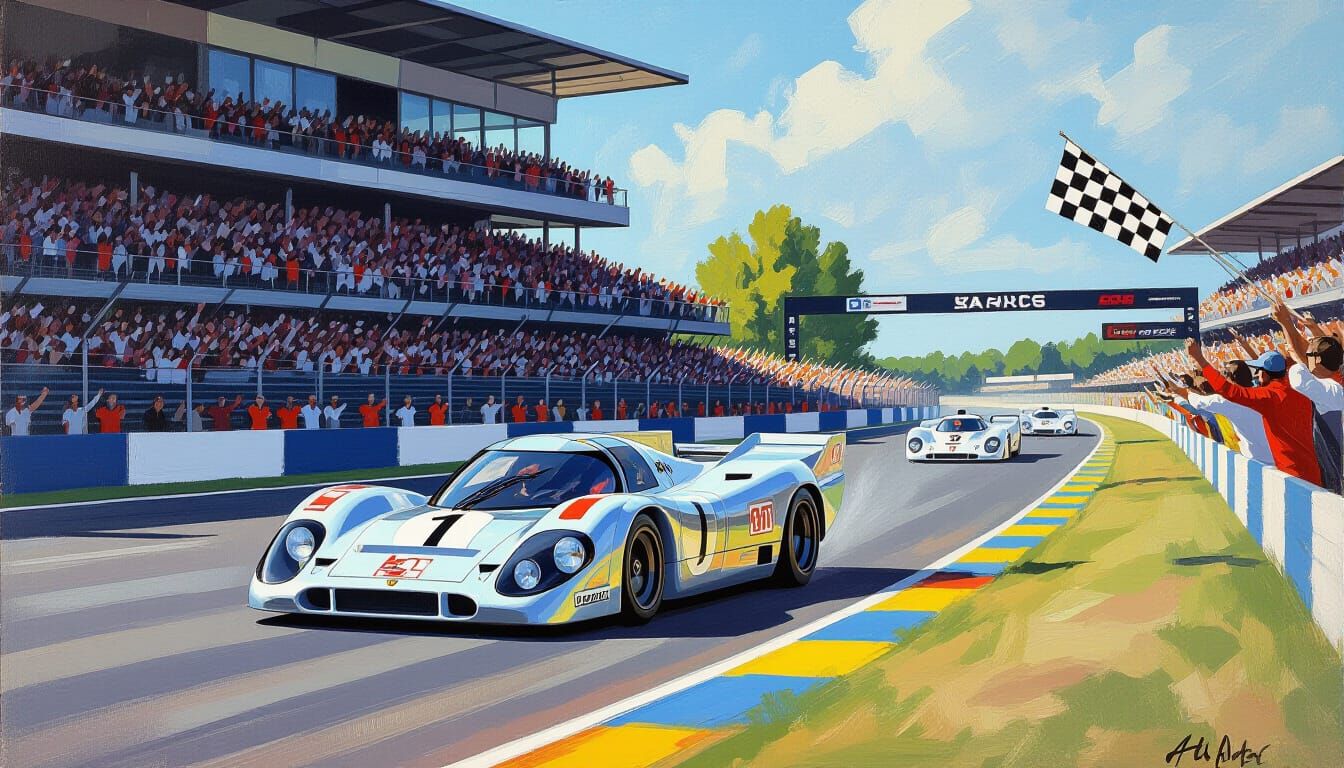 Porsche 917LH Wins Le Mans, Acrylic Action Painting