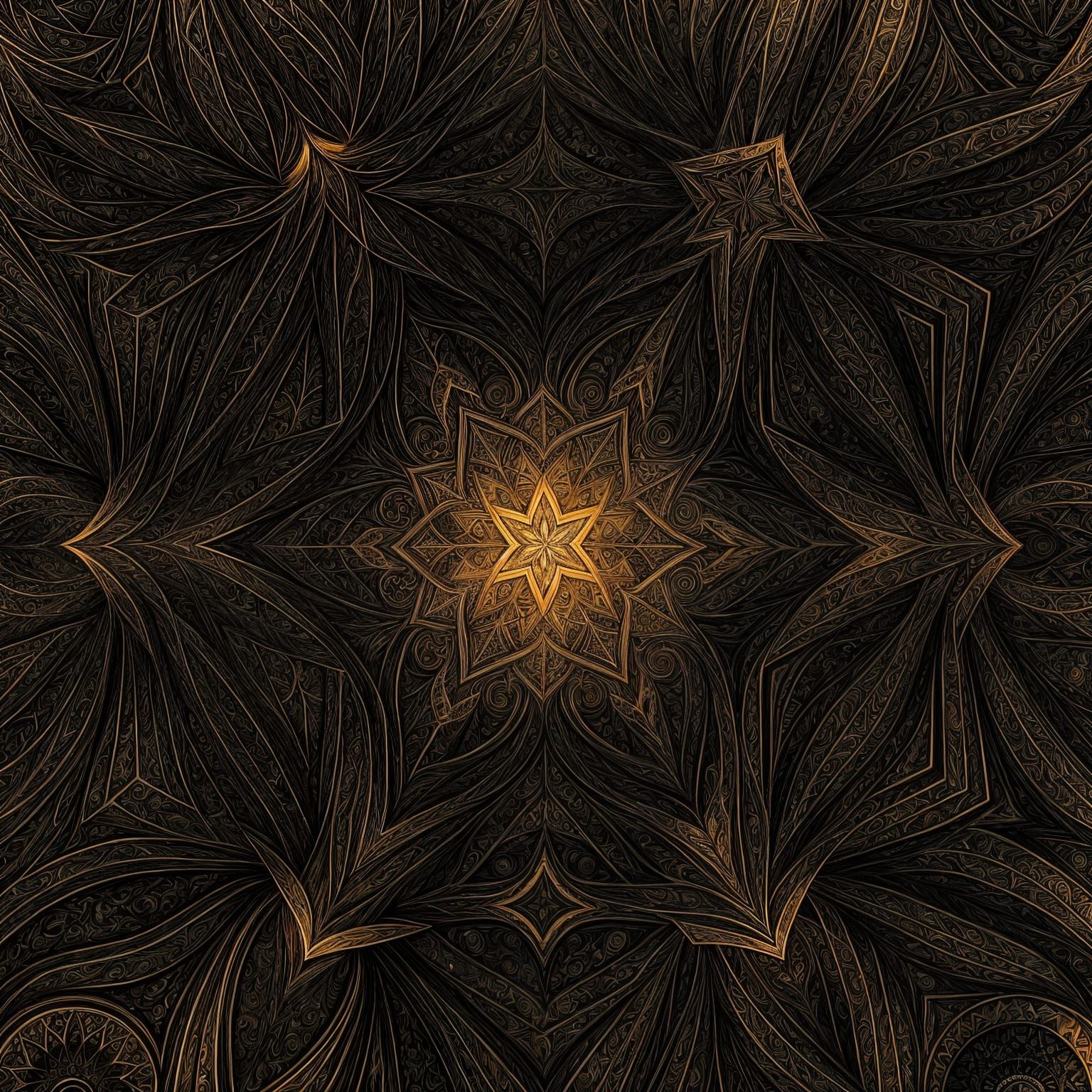 Vivid Kaleidoscope Art with Symmetrical Fractal Patterns