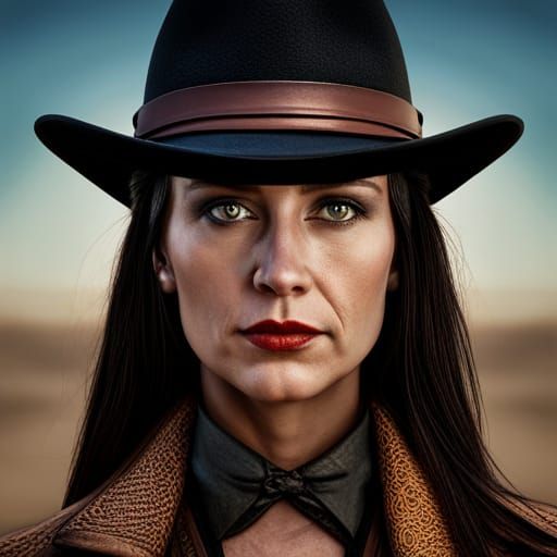 Steampunk Outlaw Woman Portrait in Dark Fantasy Style