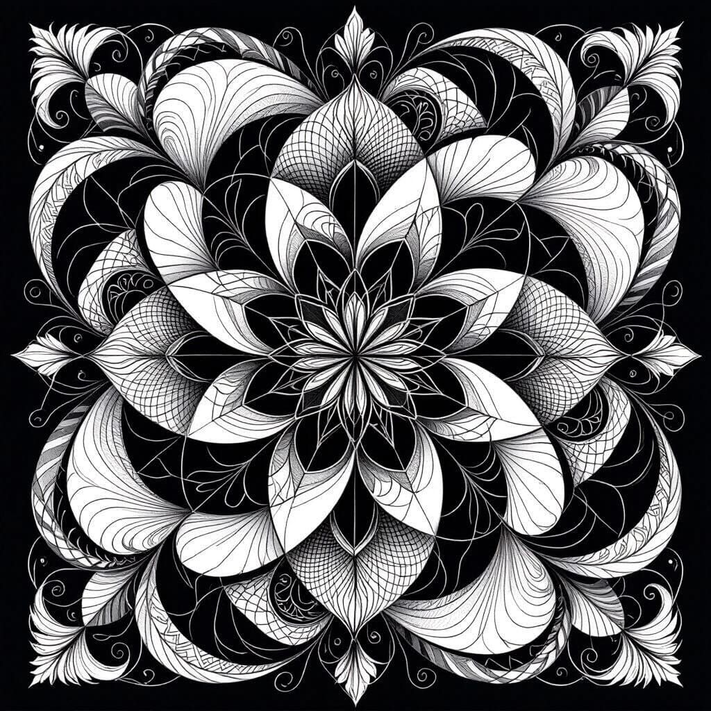 Abstract Line Art With Geometric and Organic Shapes