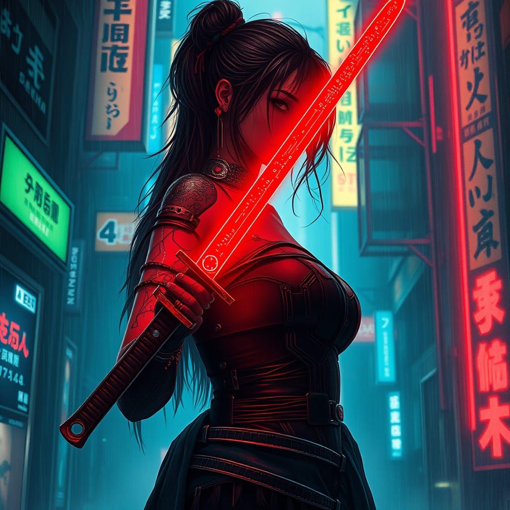 Cyberpunk Siren in Dystopian Metropolis