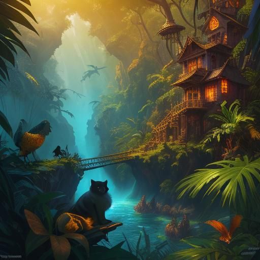 Fantasy Hybrid Creature in Jungle Concept Art