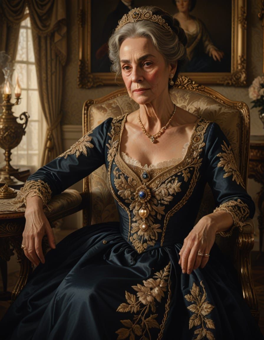 Elegant Duchess Portrait in Oil Painting Style