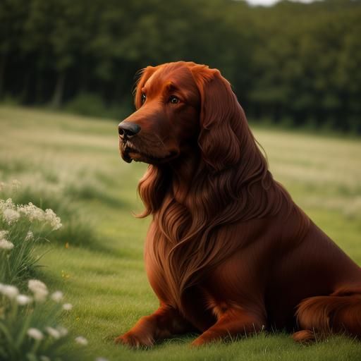 Irish Setter Portrait in Meadow, Professional Photography