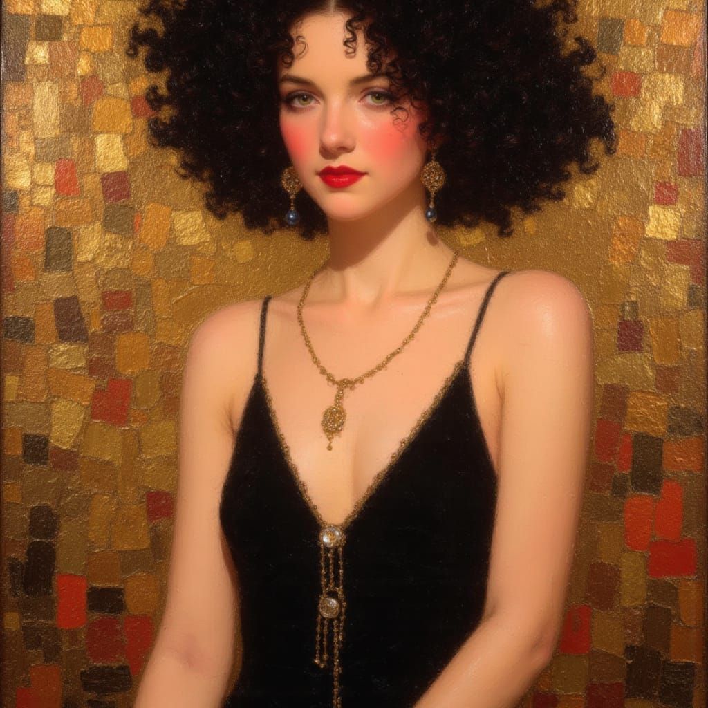 Art Deco Flapper Portrait in Oil Painting Style