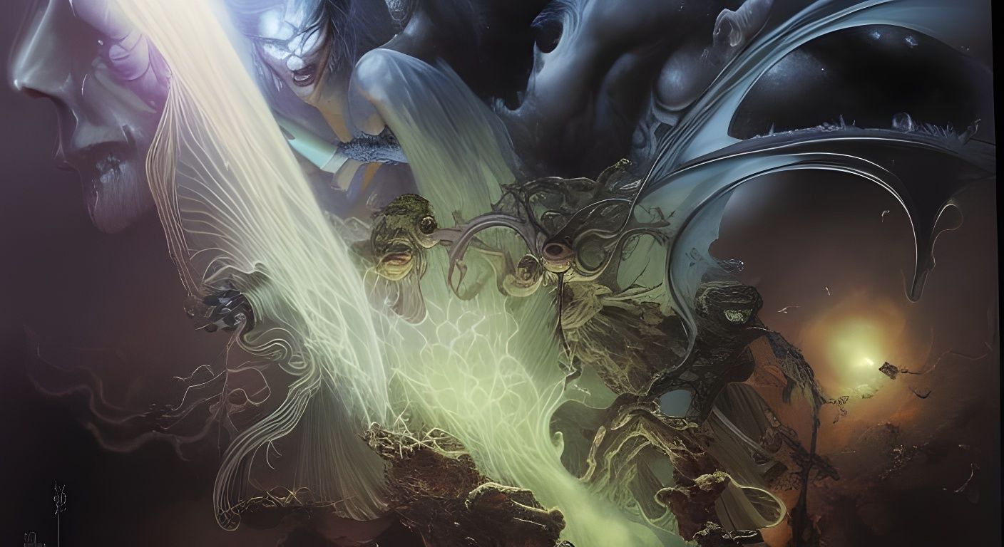 Ghostly Superhero in Magical World: Digital Illustration