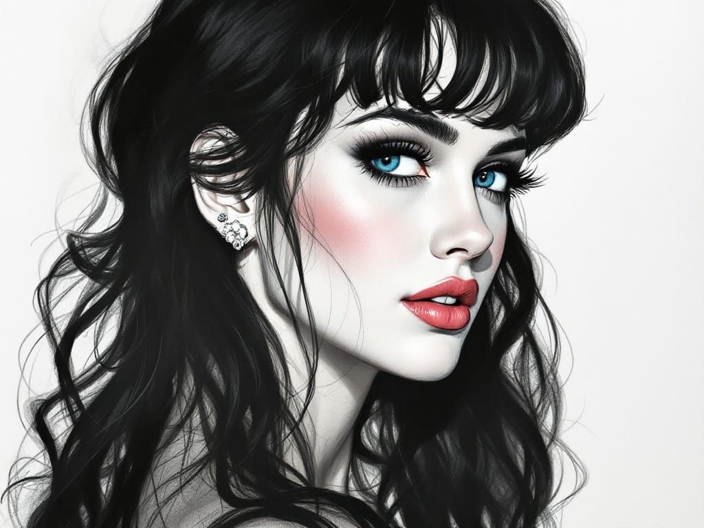 Charcoal Portrait of a Daring Muse