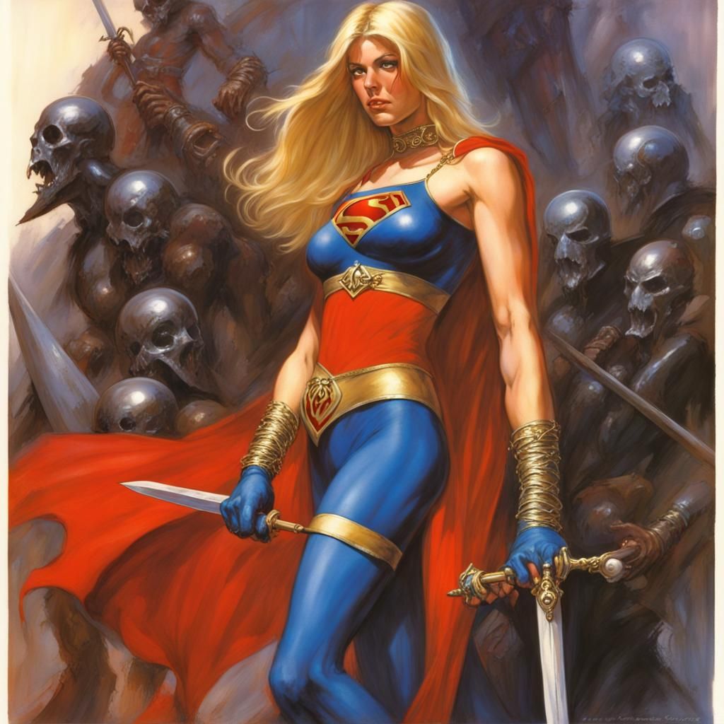 Supergirl in Dark Fantasy Sword and Sorcery Style