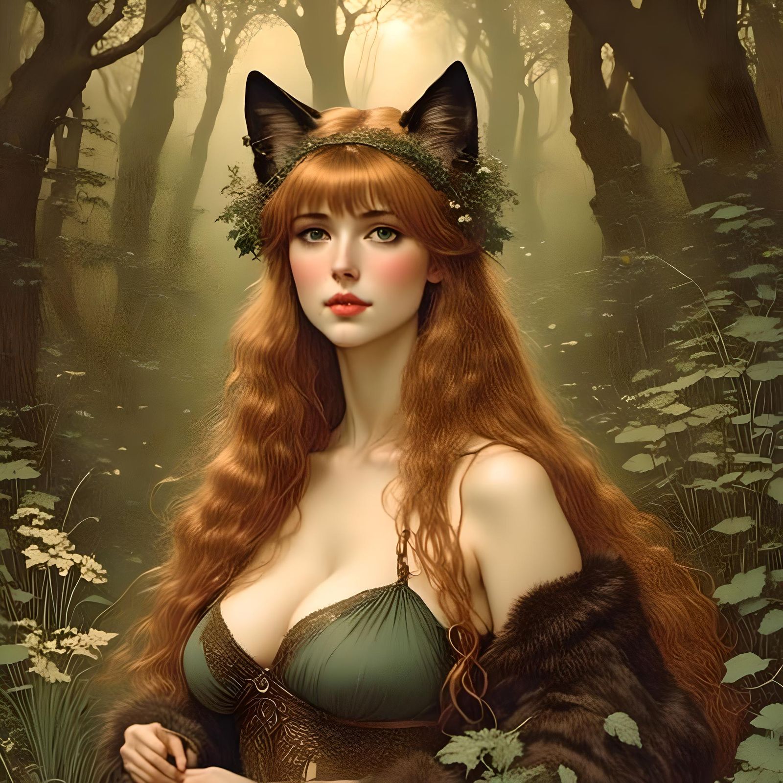 Feral Foxgirl with an Intense Gaze