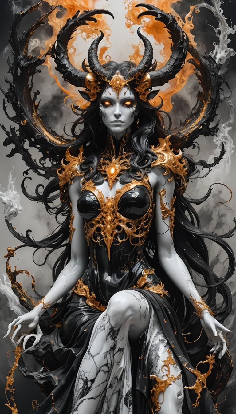 Monochrome Angel and Demon Art in Marble and Clay