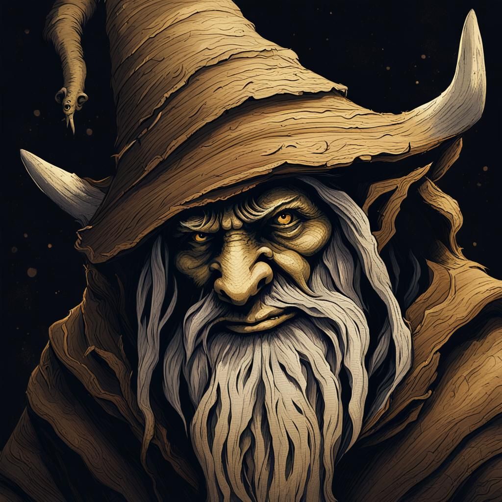 Gnome Wizard in Dark Fantasy Style