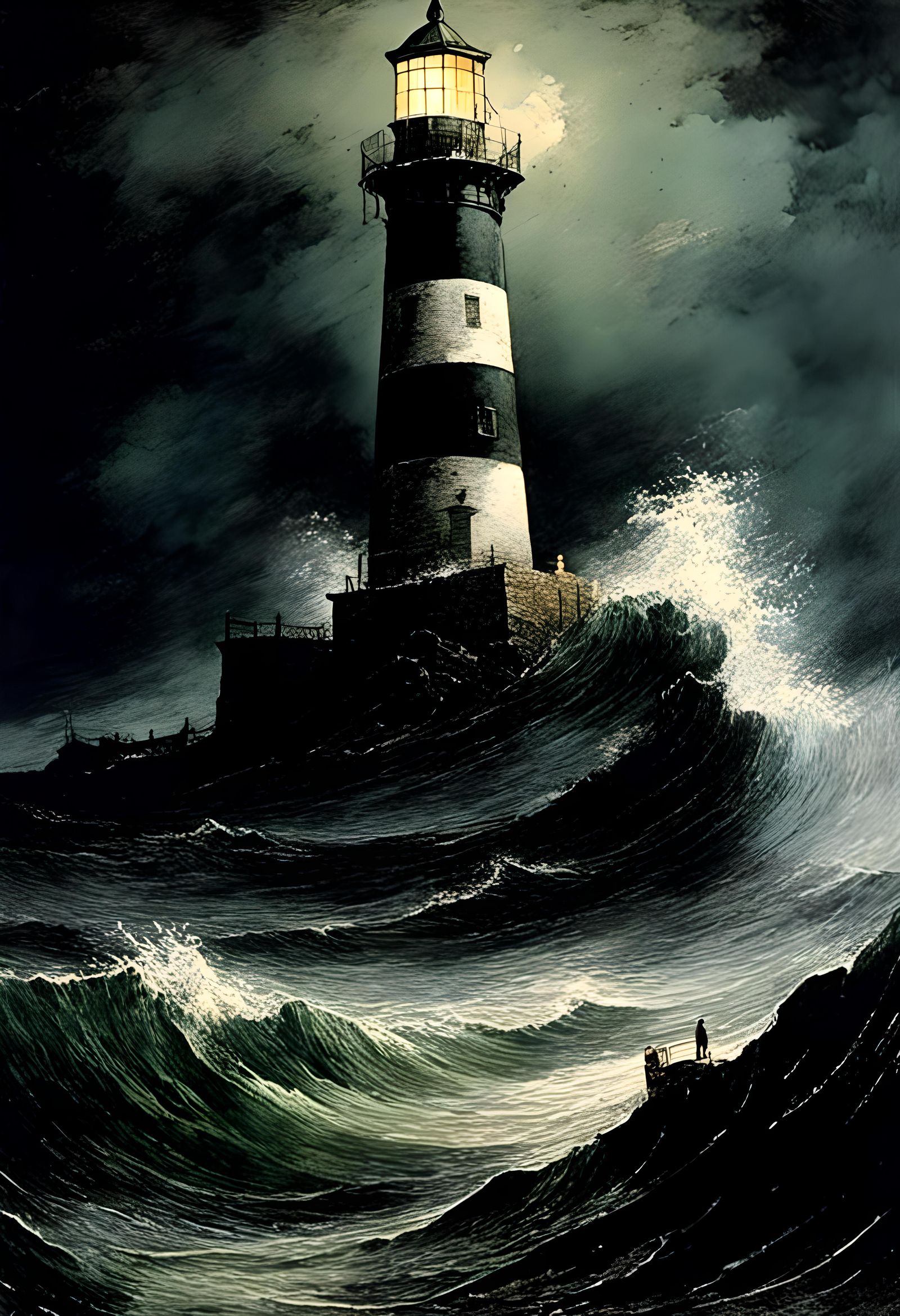 View of 1791 Battery DeHart Light  from rocks at end of Port...