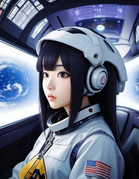 anime manga girl in a spaceship #9