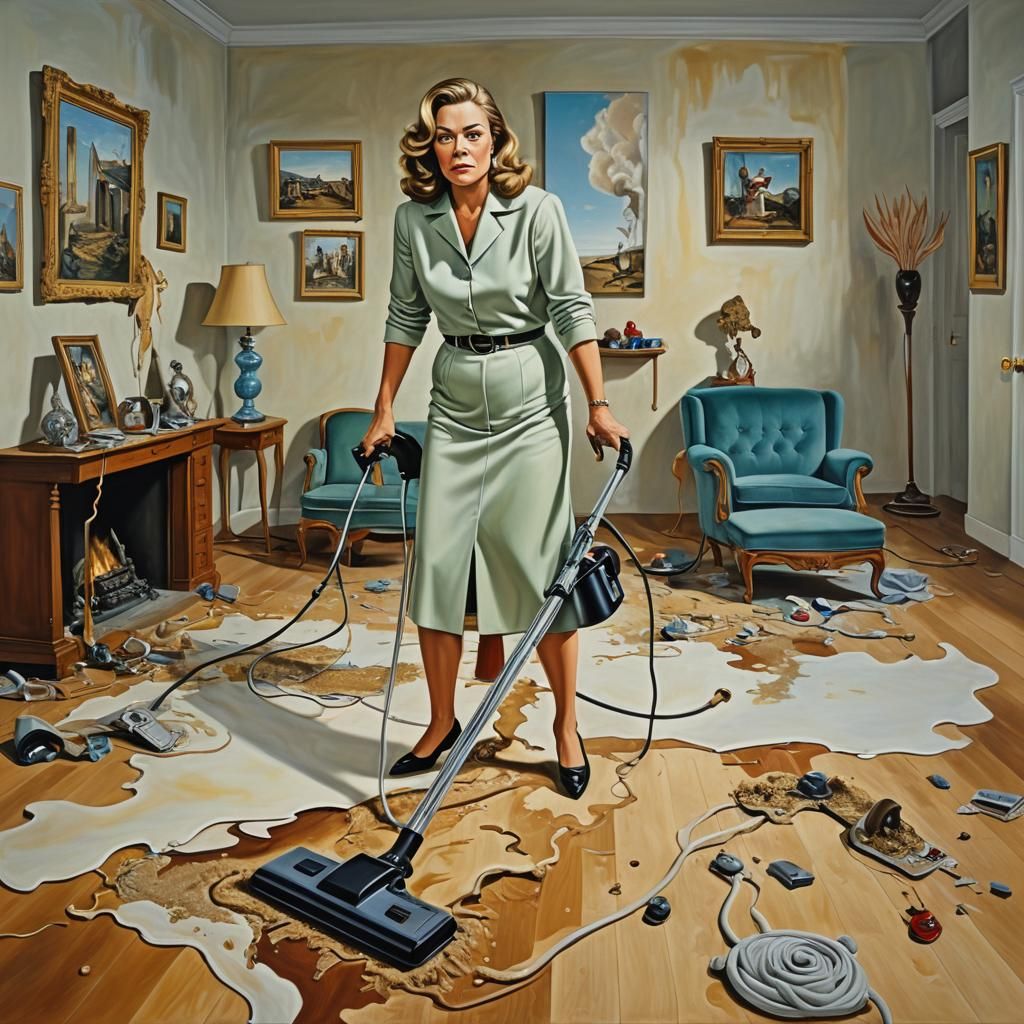 Kathleen Turner Vacuuming: A Surreal Dali-esque Scene