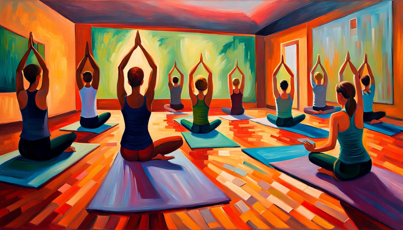 Yoga Class in Neo-Impressionistic Twilight