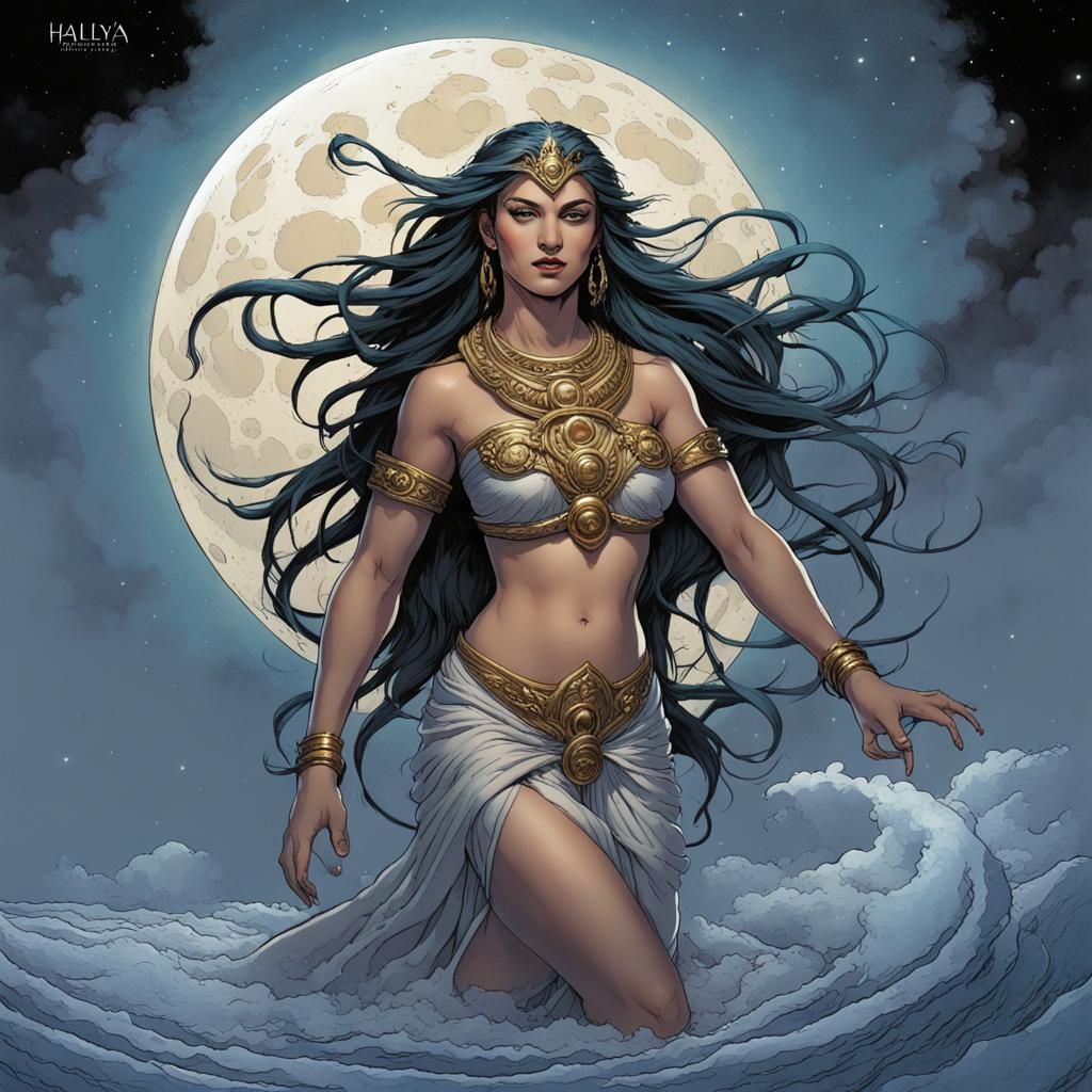Haliya: Mythological Moon Goddess in Comic Book Art
