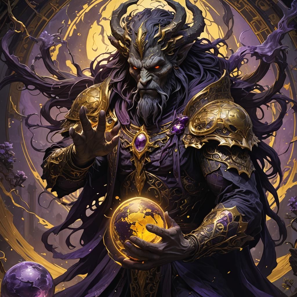 Godlike Creature Holding Earth: Dark Fantasy Art