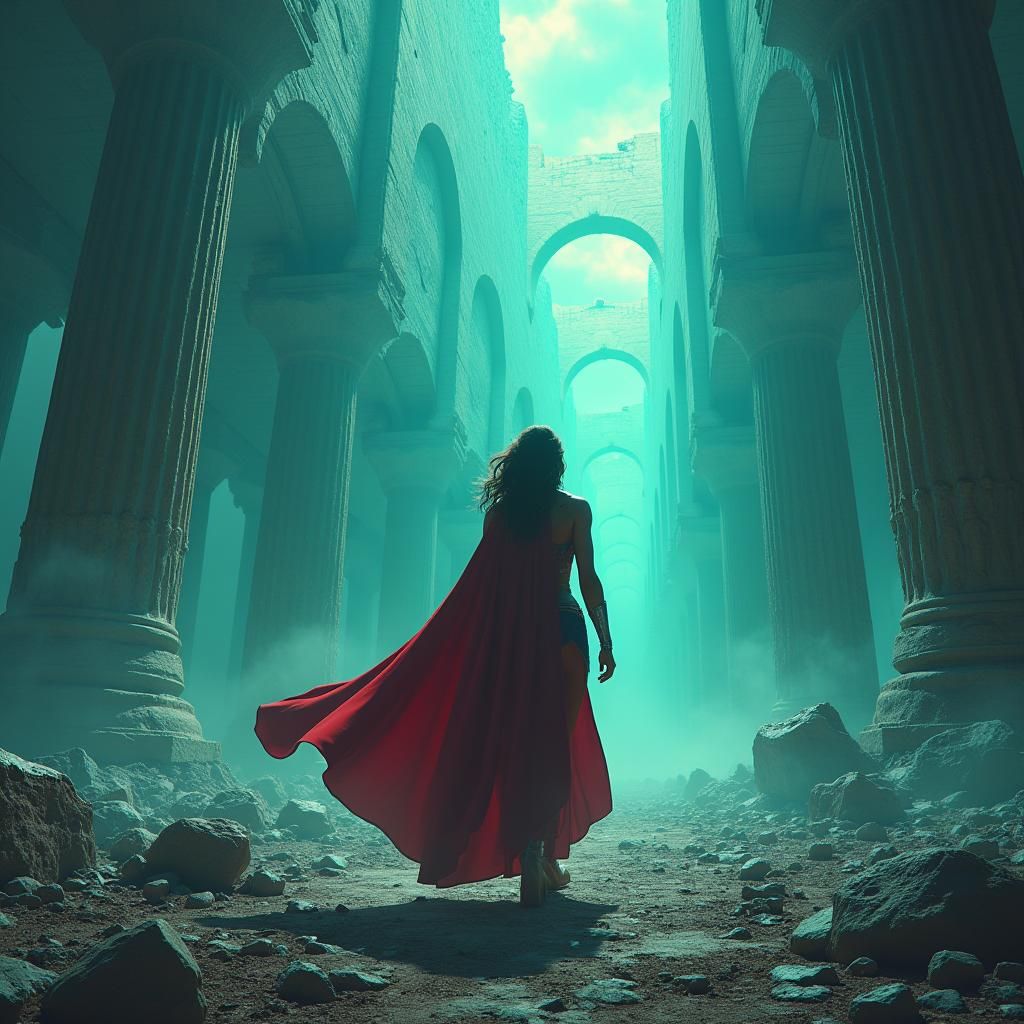 Superwoman Amidst Krypton Ruins: Fantasy Concept Art
